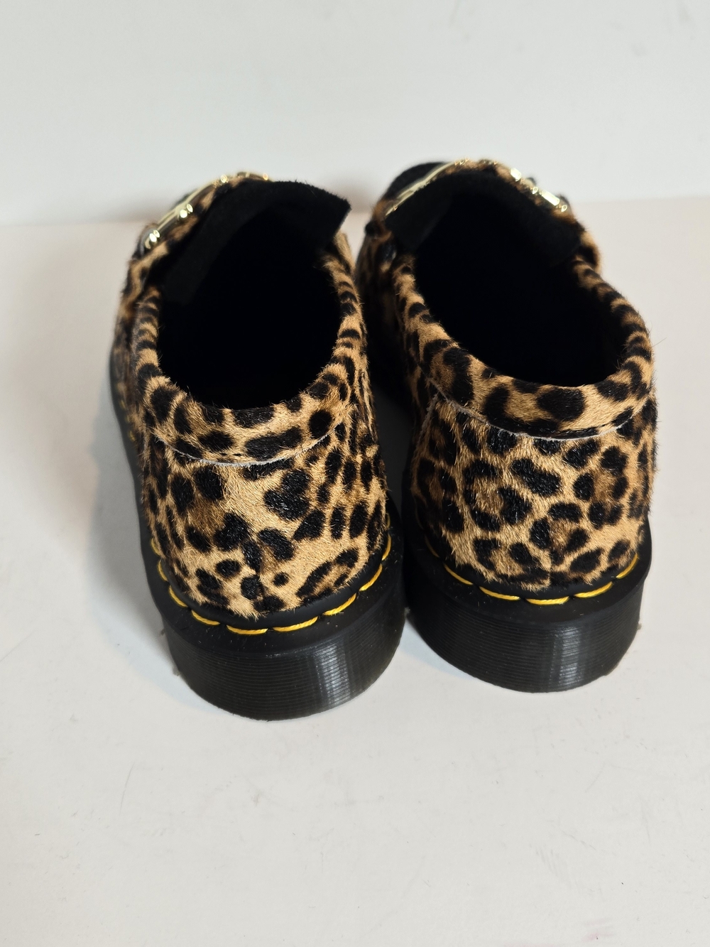 Dr. Martens Leopard Print Black Suede Tassel Loafers with Gold Hardware - Picture 4 of 6